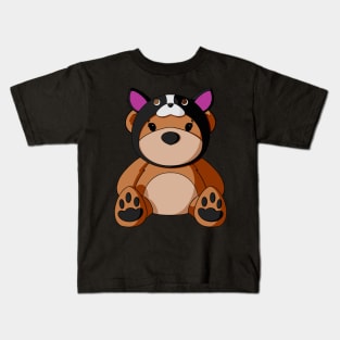 Boston Terrier Hat Teddy Bear Kids T-Shirt